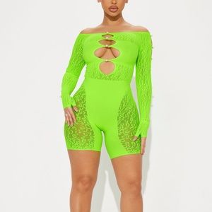 Fashion Nova See My Moves Seamless Romper - Lime